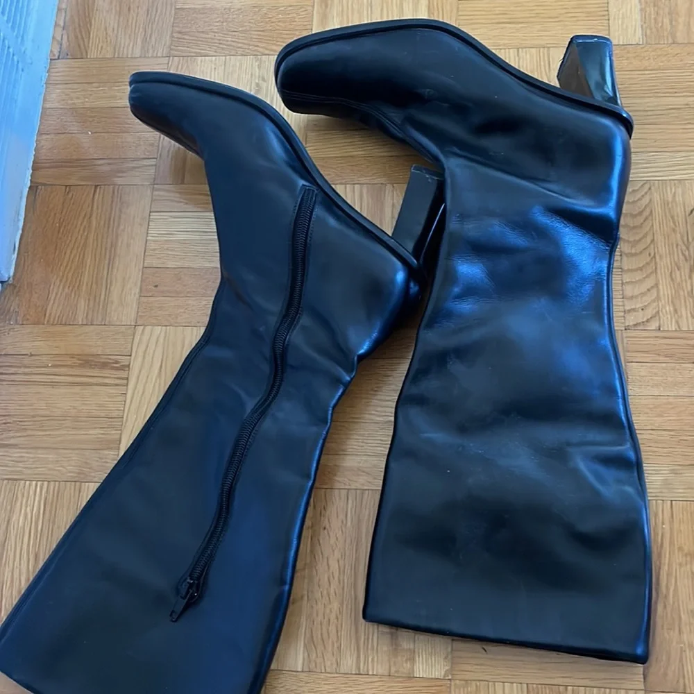 High boots black genuine leather size 9 Italy - Picture 3 of 7